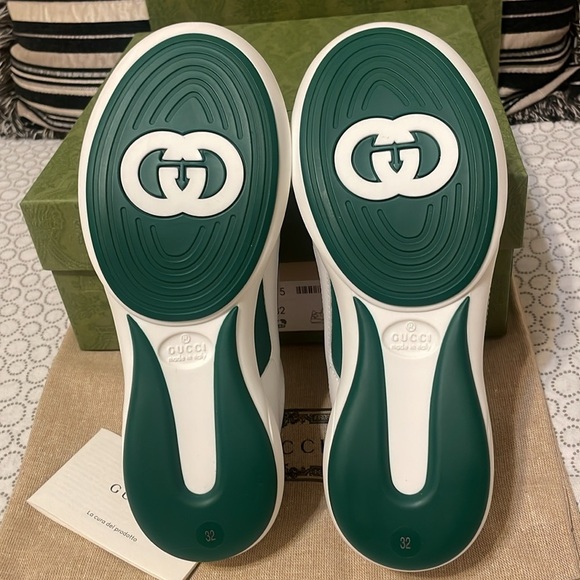 Gucci White and Green Apollo  Sneakers Unisex - Picture 10 of 15
